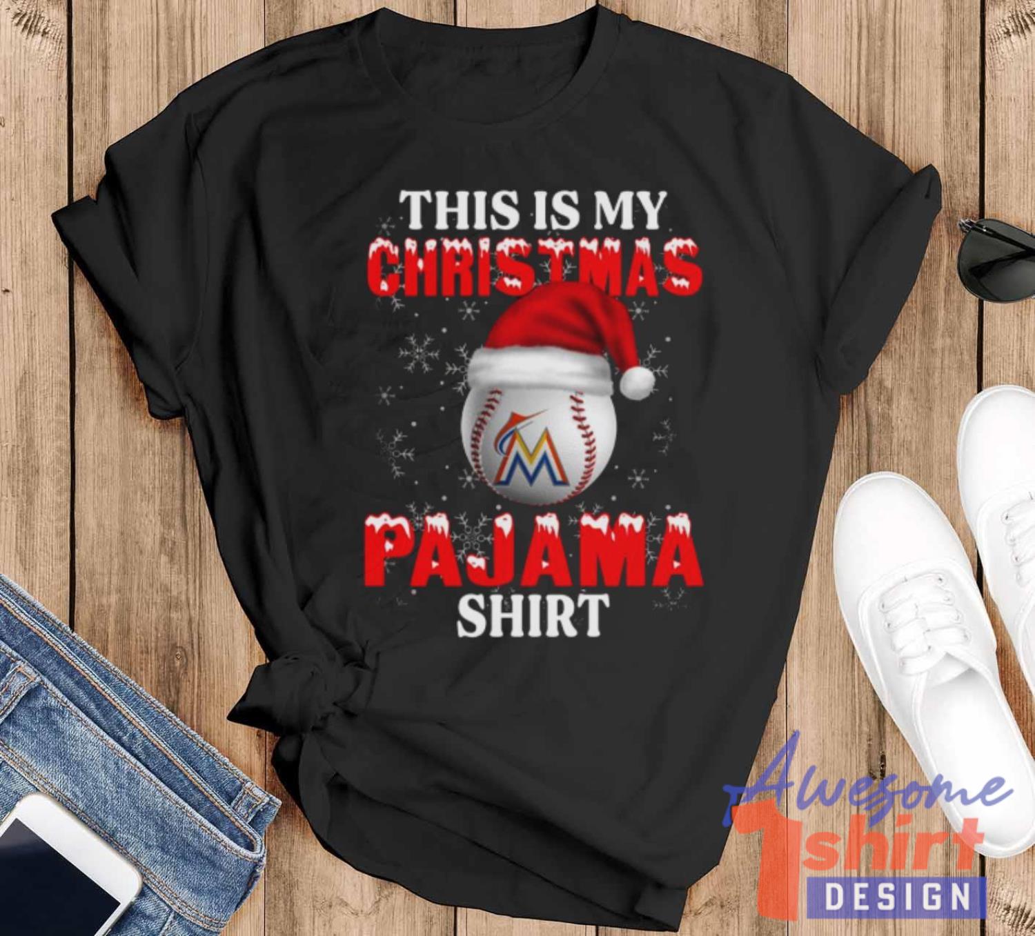 Miami Marlins This Is My Christmas Pajama Shirt MLB T Shirt Christmas Gift For Fans