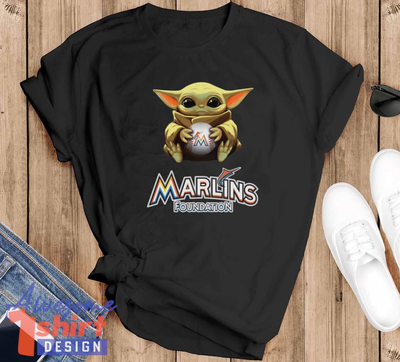 MLB Baseball Miami Marlins Star Wars Baby Yoda Shirt For Fans