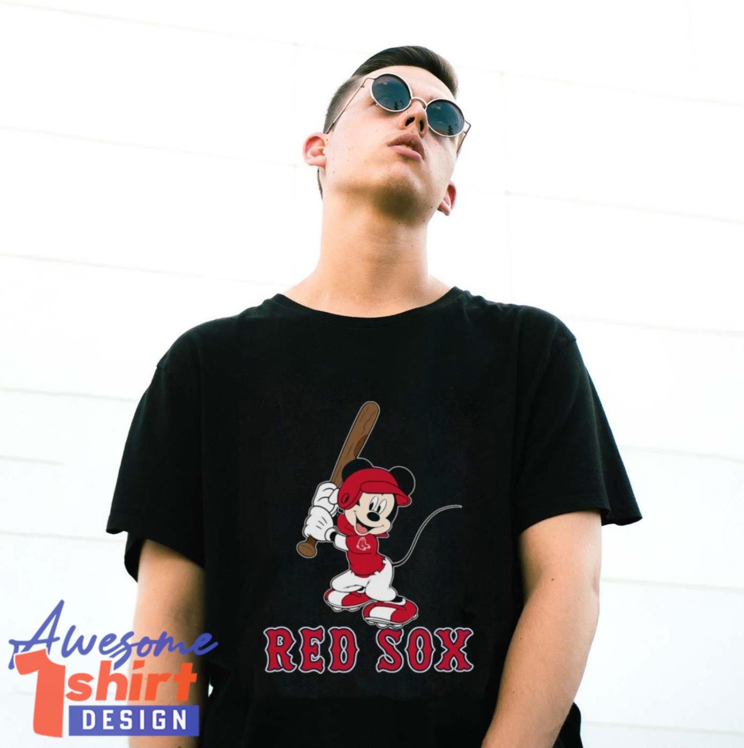 MLB Baseball Boston Red Sox Cheerful Mickey Mouse Shirt T Shirt