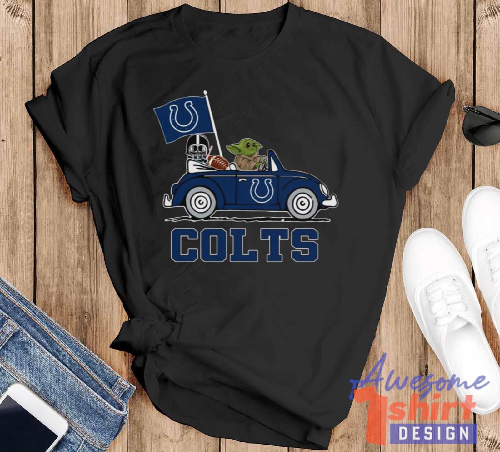 NFL Football Indianapolis Colts Darth Vader Baby Yoda Driving Star Wars Shirt T Shirt