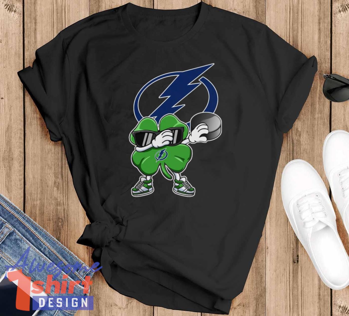 NHL Tampa Bay Lightning Hockey Dabbing Four Leaf Clover St. Patrick’s Day Shirt T Shirt