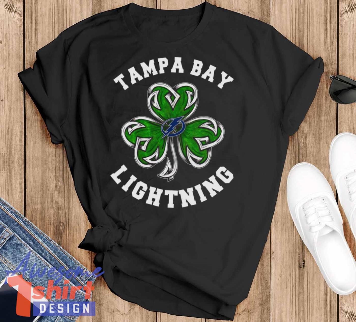 NHL Tampa Bay Lightning Three Leaf Clover St Patrick’s Day Hockey Sports T Shirt