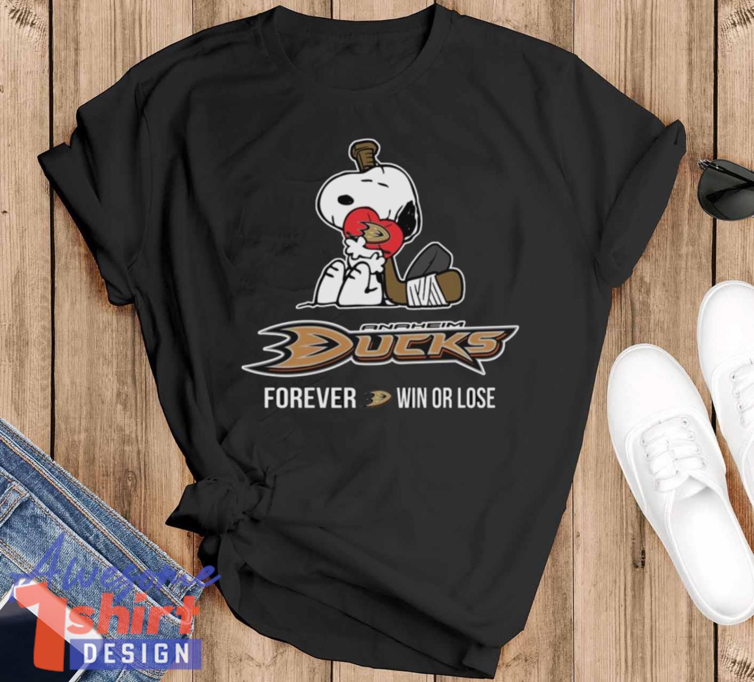 NHL The Peanuts Movie Snoopy Forever Win Or Lose Hockey Anaheim Ducks T Shirt, Sweatshirt, Hoodie