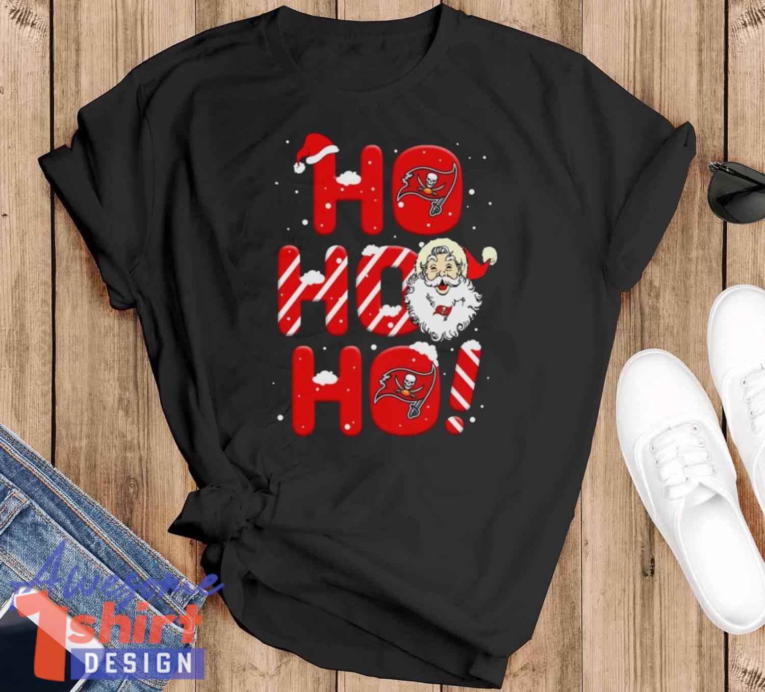 Tampa Bay Buccaneers NFL Football Ho Ho Ho Santa Claus Merry Christmas Shirt T Shirt