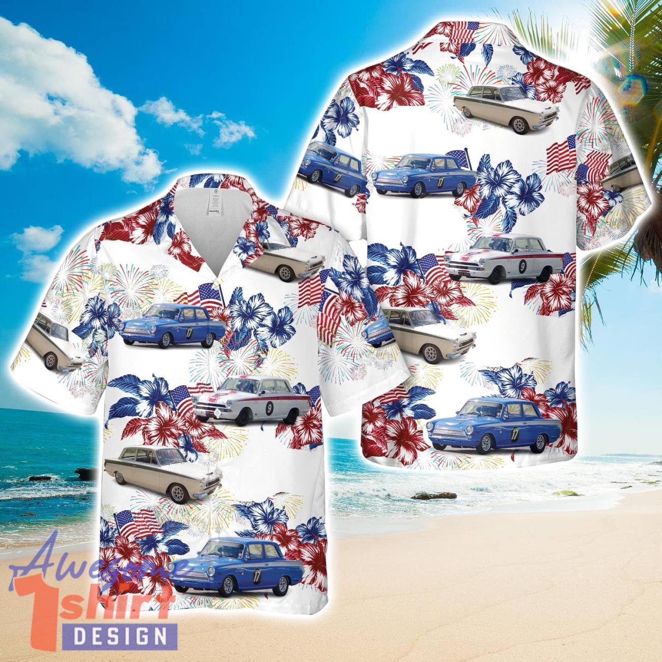 Ford Lotus Cortina Mk1 1964, 4th Of July 3D Full Printed Hawaiian Shirt Beach Gift Shirt