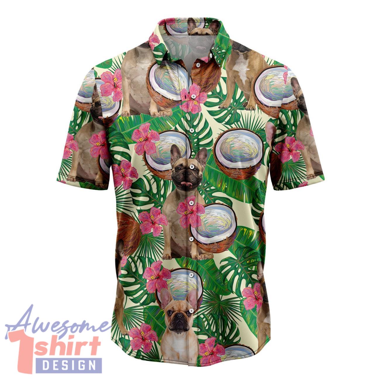 French Bulldog Tropical Coconut Hawaiian Shirt Short Sleeve Beach Shirt