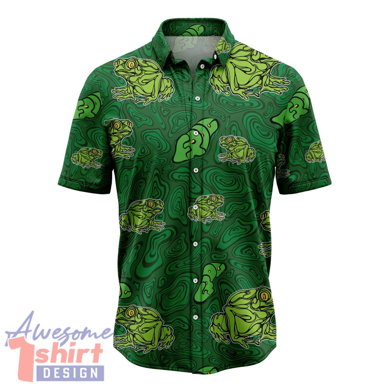 Frog Green Pattern Hawaiian Shirt Short Sleeve Beach Shirt