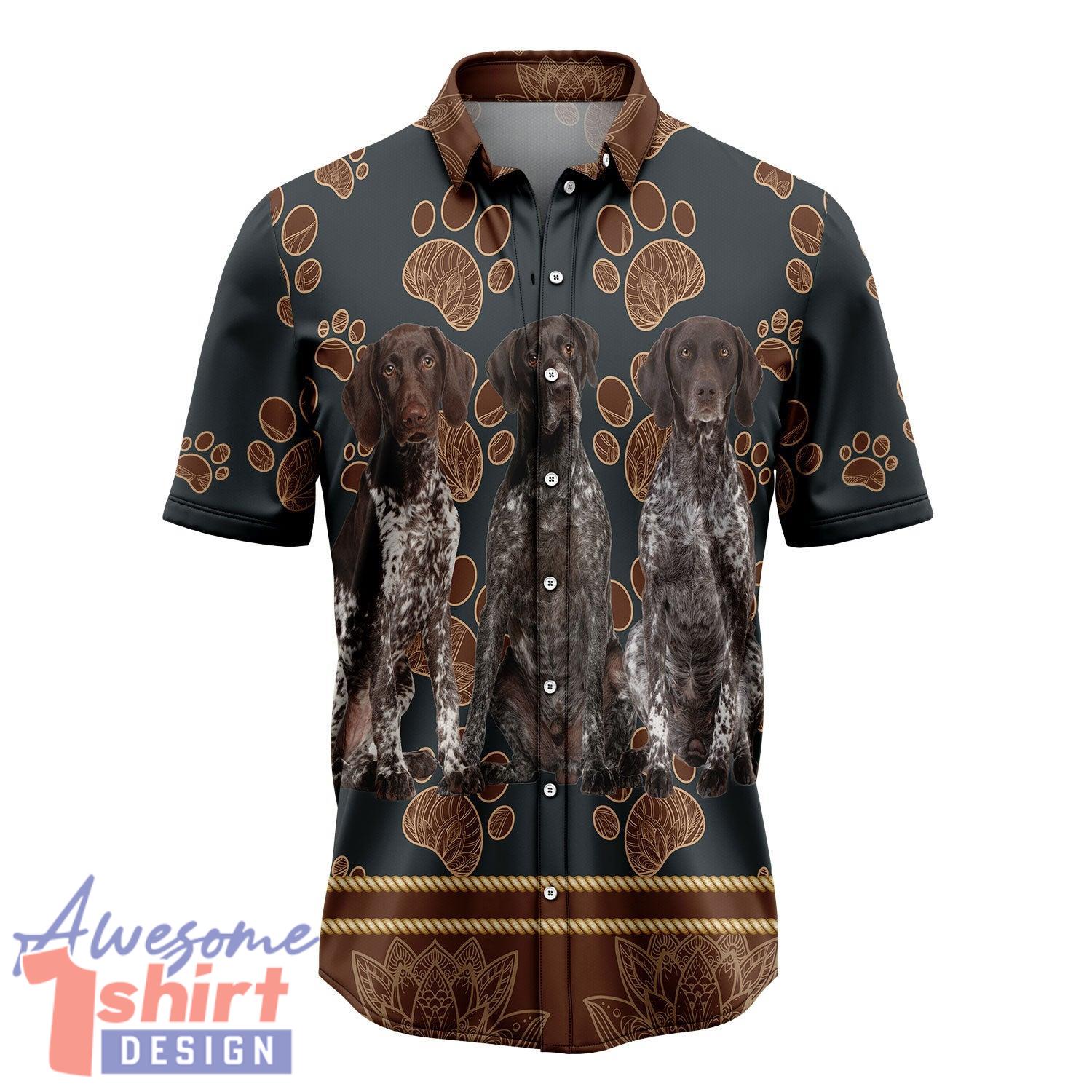 German Shorthaired Pointer Flower Paw Hawaiian Shirt Aloha Beach Shirt For Summer Holiday