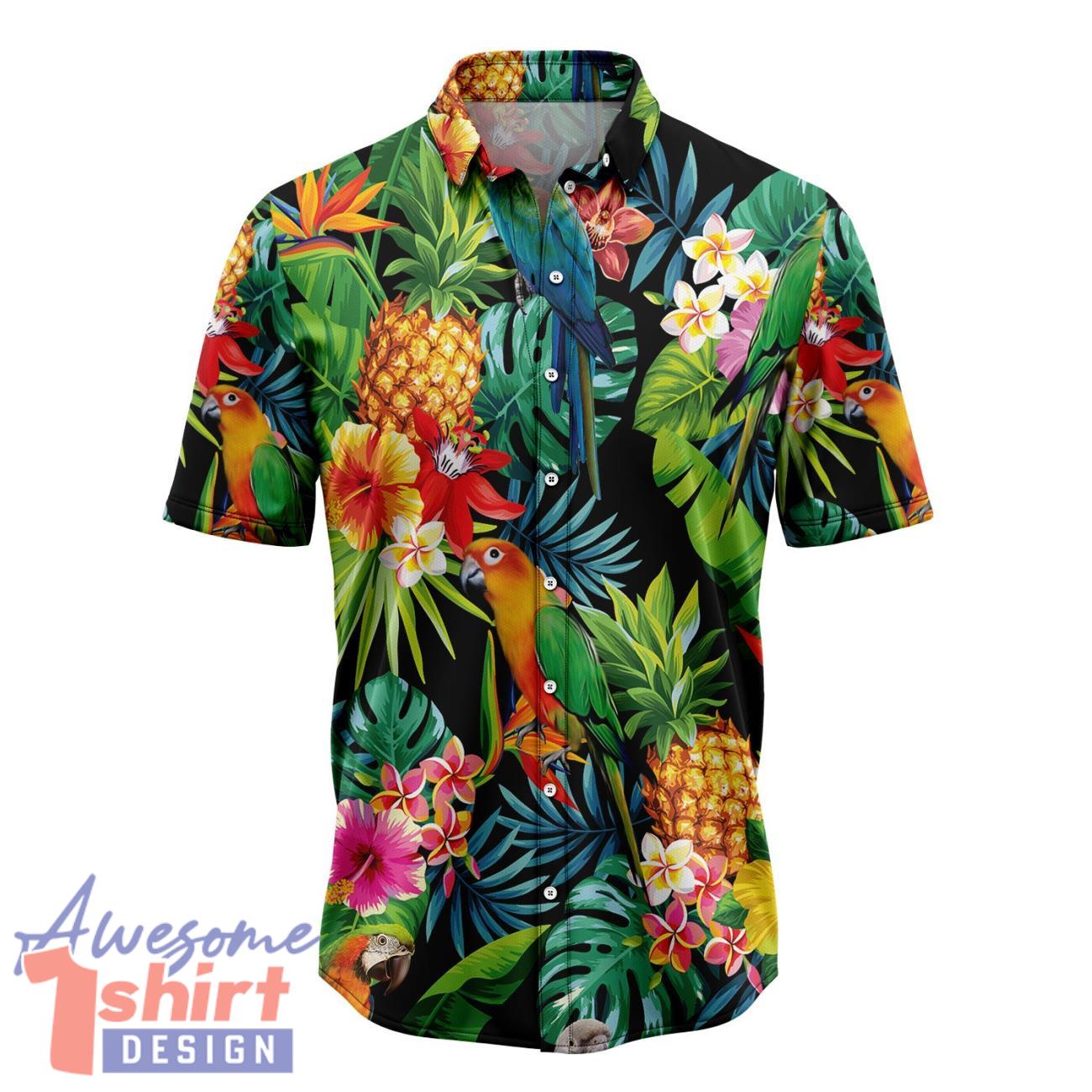 Hiding Parrot 3D Hawaiian Shirt Summer Vacation Gift