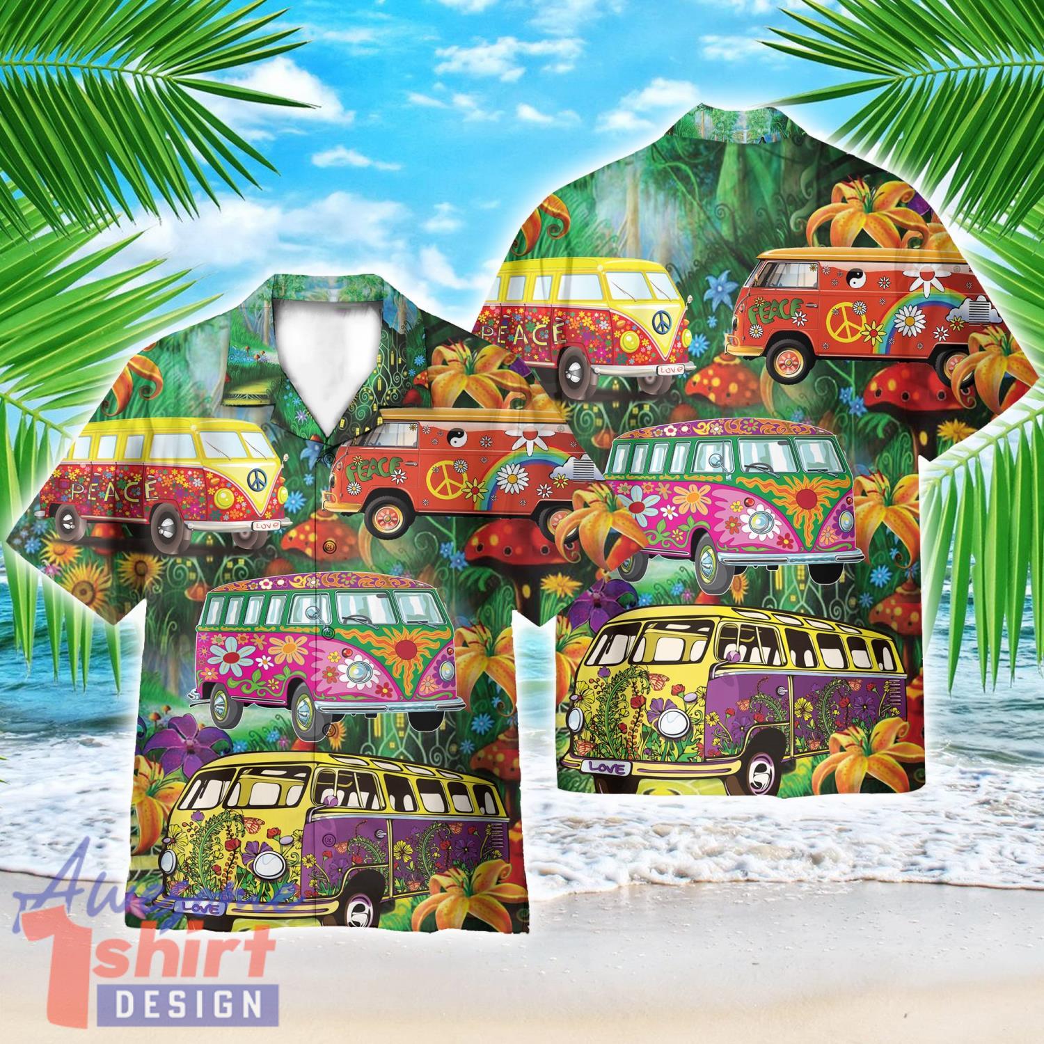 Hippie Bus AOP Hawaiian Shirt Beach Lover Summer Gift Shirt