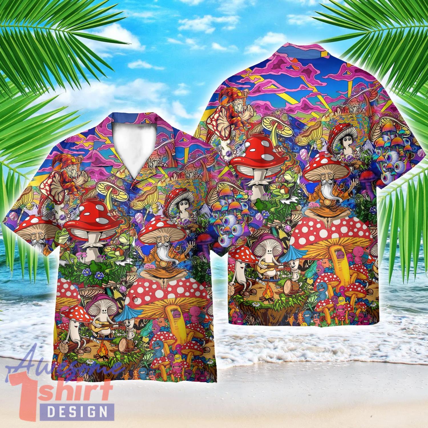 Hippie Mushroom AOP Hawaiian Shirt Cute Summer Holiday Gift