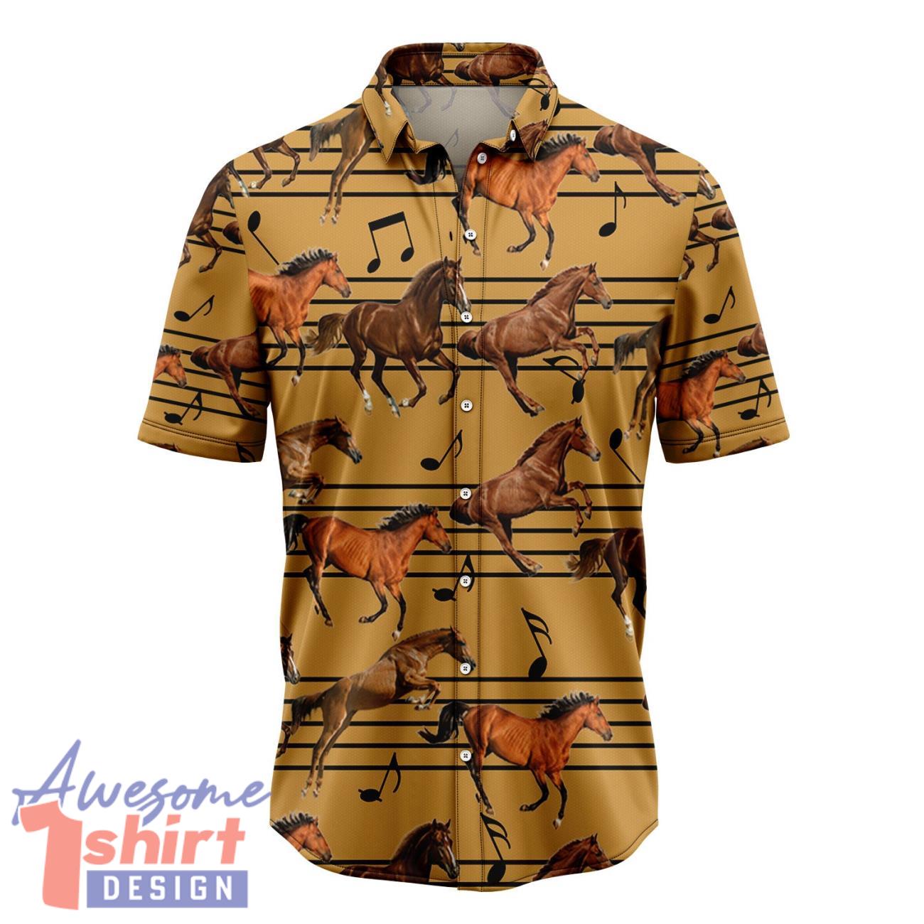 Horse Love Music Hawaiian Shirt 3D Printed Beach Shirt