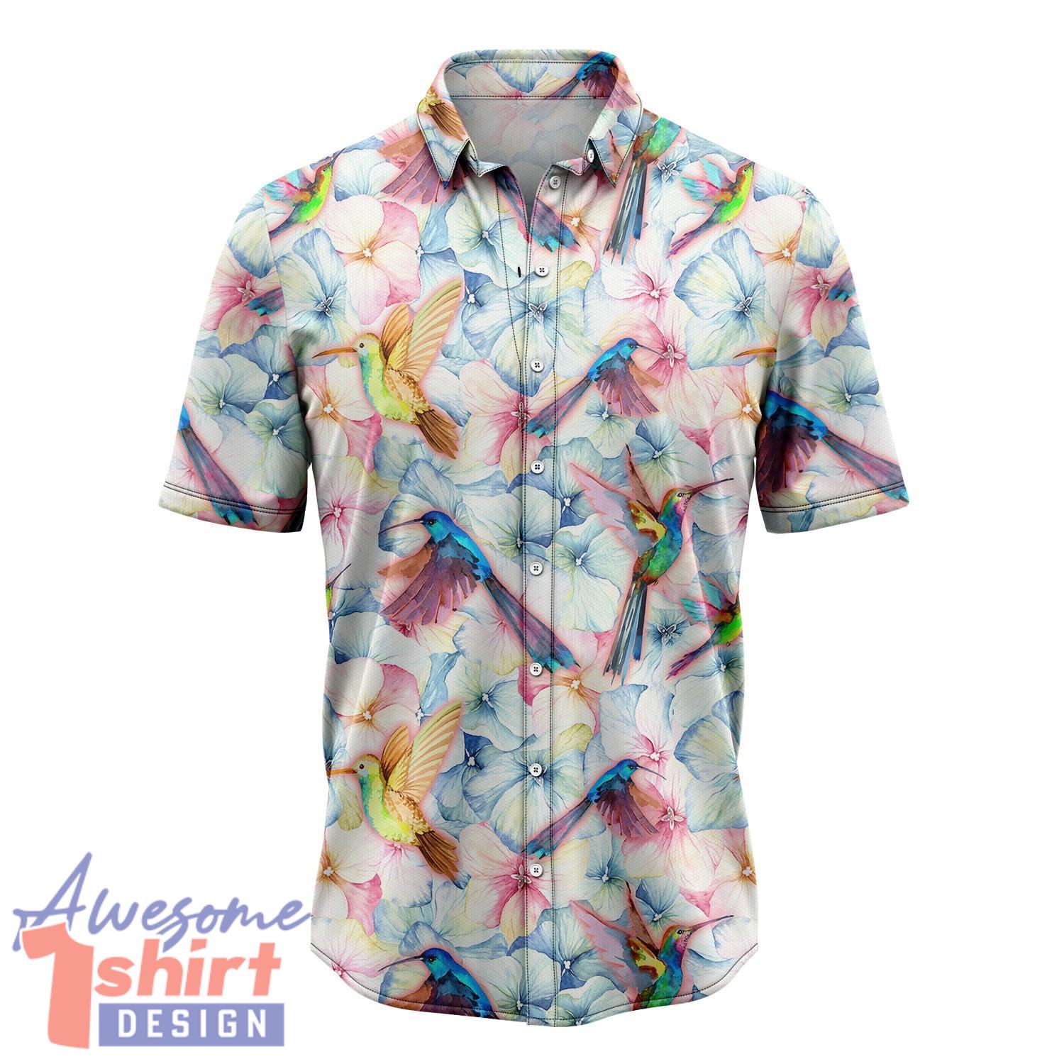 Hummingbird And Vintage Floral Hawaii Shirt