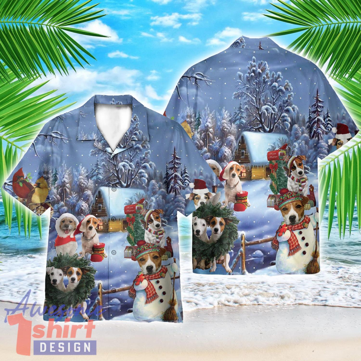 Jack Russell Christmas Funny Shirts AOP Hawaiian Shirt Cute Summer Holiday Gift