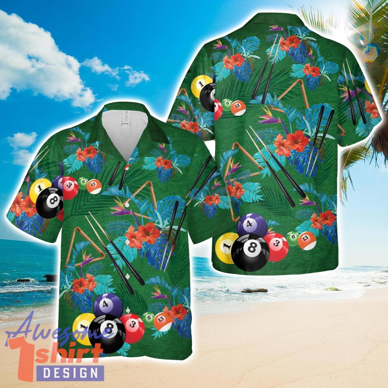 JX 2-Piece Pool Cue Stick Billiard Pool Cue 3D Full Printed Hawaiian Shirt Beach Gift Shirt