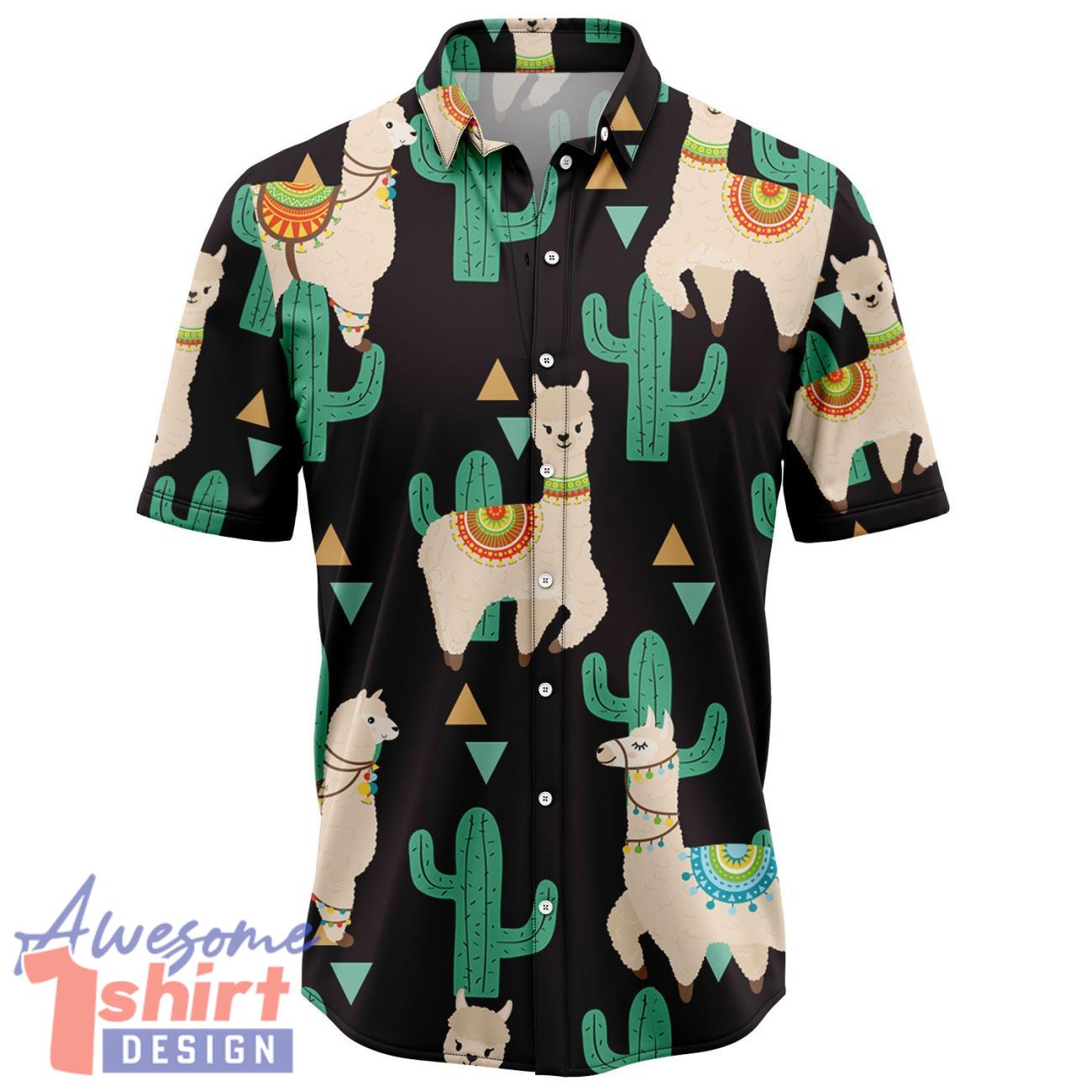 Llama Cactus Pattern Hawaiian Shirt 3D Printed Beach Shirt