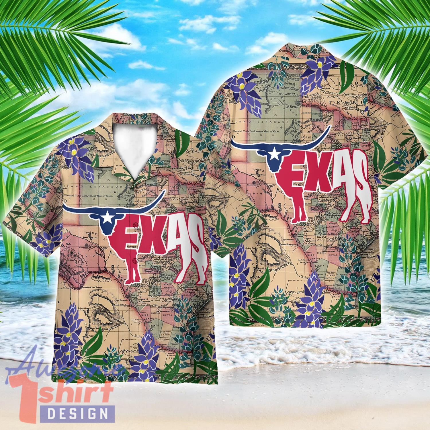 Longhorn Flag Texas AOP Hawaiian Shirt Beach Lover Summer Gift Shirt