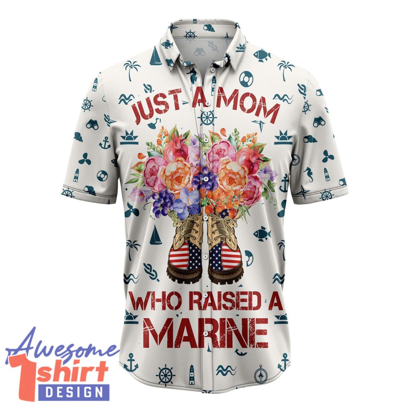 Marine Mom Hawaiian Shirt Short Sleeve Beach Shirt