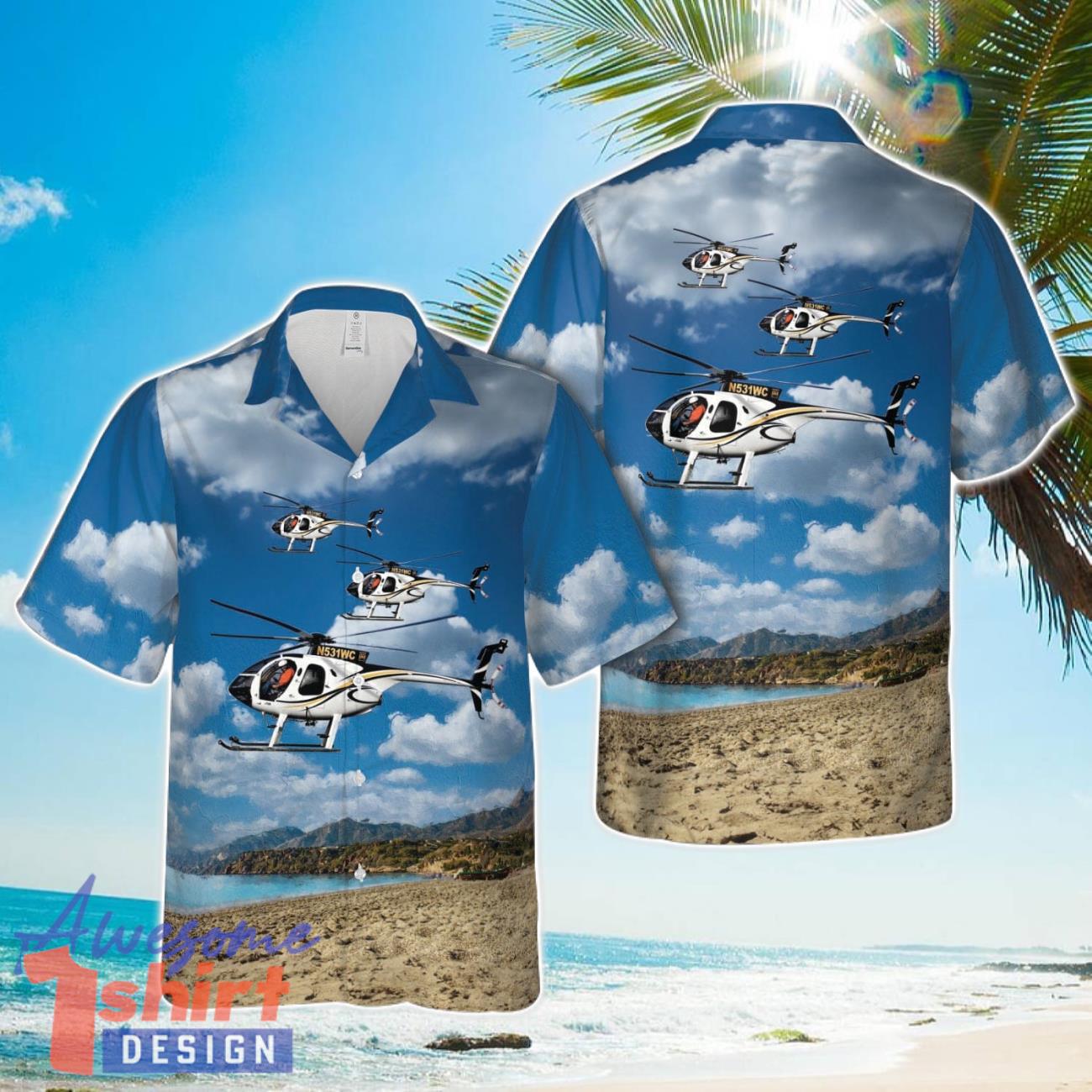 MD530FF Helicopter 3D Full Printed Hawaiian Shirt Beach Gift Shirt