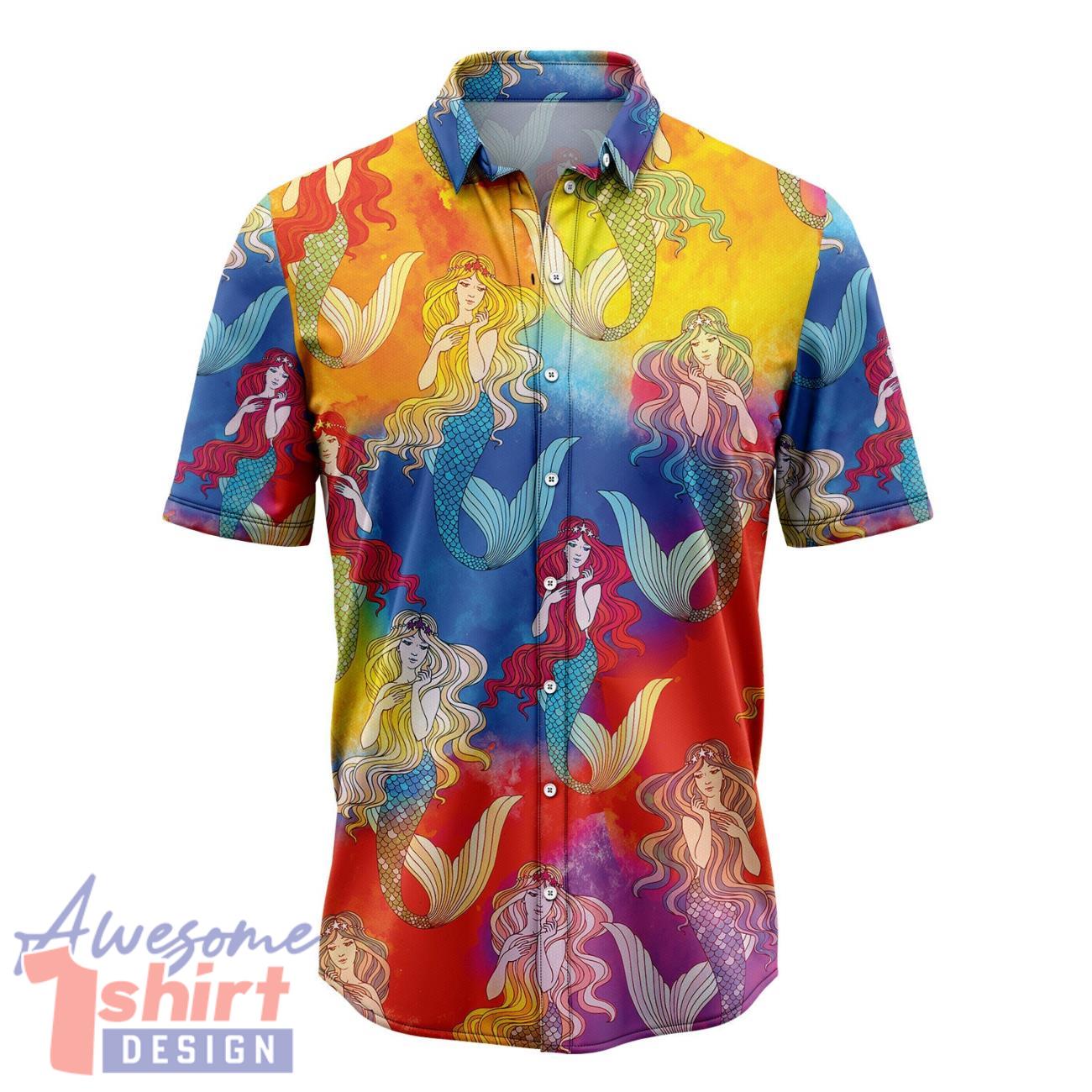 Mermaid Colorful Hawaiian Shirt Short Sleeve Beach Shirt