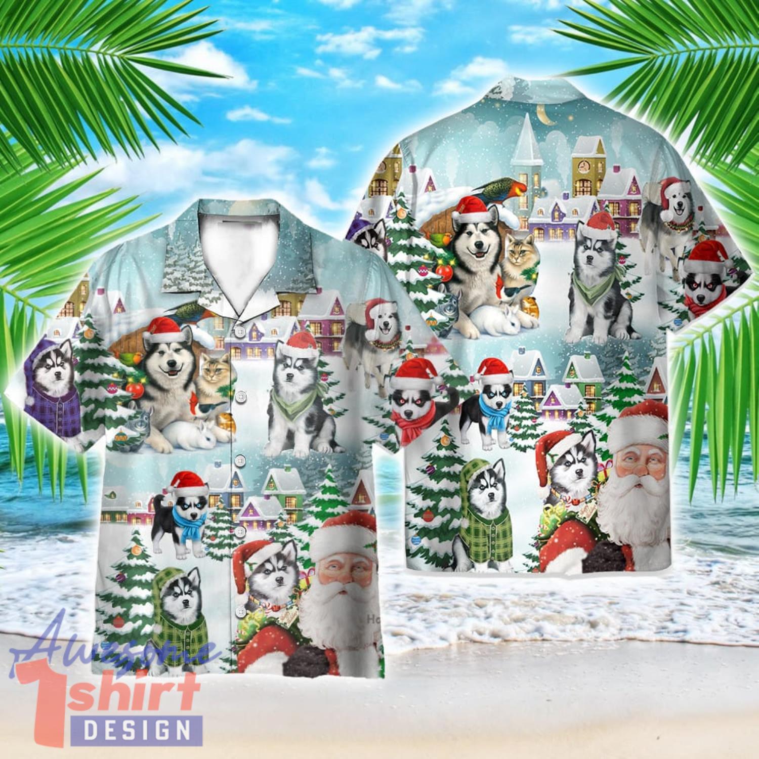 Merry Husky Christmas Best Gift For Pet Lover AOP Hawaiian Shirt Cute Summer Holiday Gift