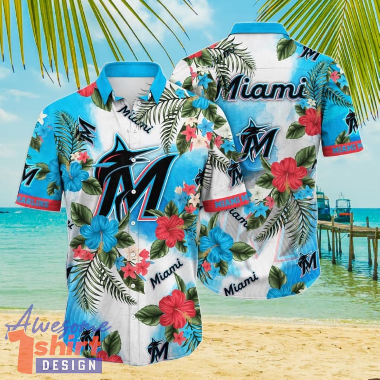 Miami Marlins MLB Flower Hibiscus Tropical 3D Hawaiian Shirt Gift Ideas For Summer