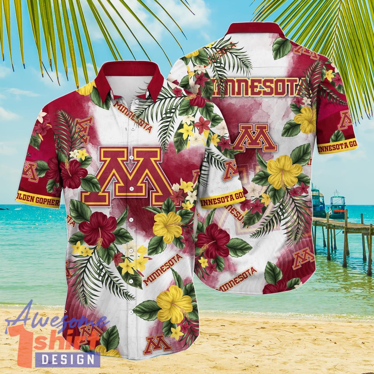 Minnesota Golden Gophers NCAA3 Flower Hibiscus Tropical 3D Hawaiian Shirt Gift Ideas For Summer