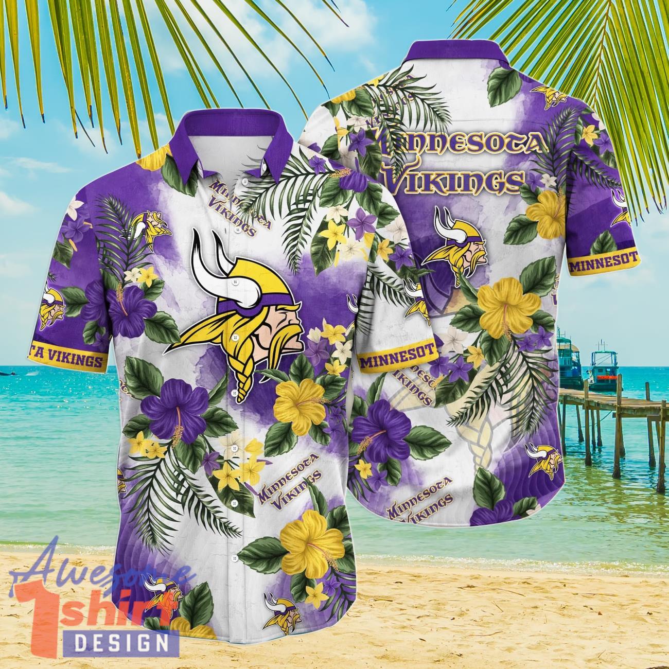 Minnesota Vikings NFL Flower Hibiscus Tropical 3D Hawaiian Shirt Gift Ideas For Summer