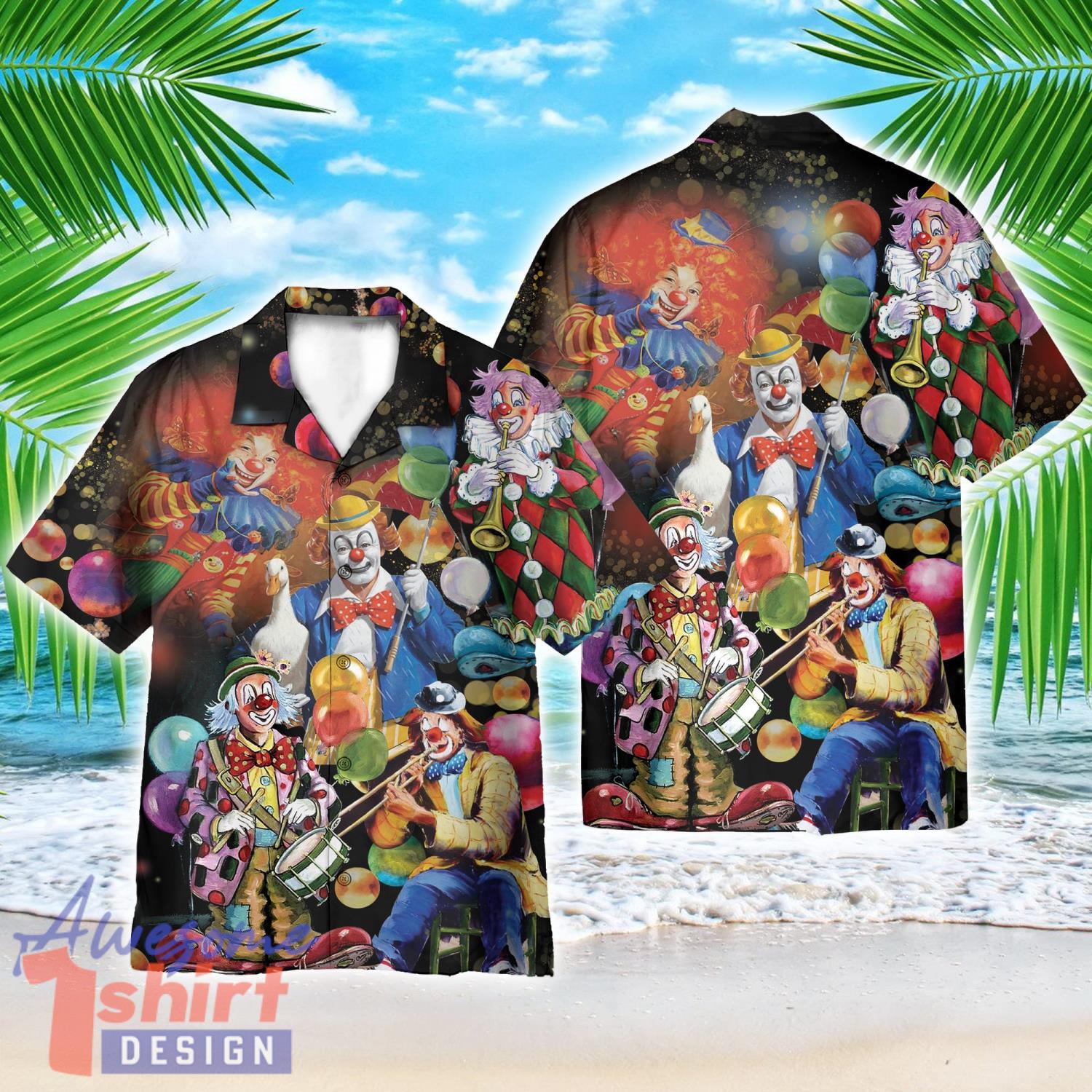 More Clown Less Frownin’ AOP Hawaiian Shirt Beach Lover Summer Gift Shirt