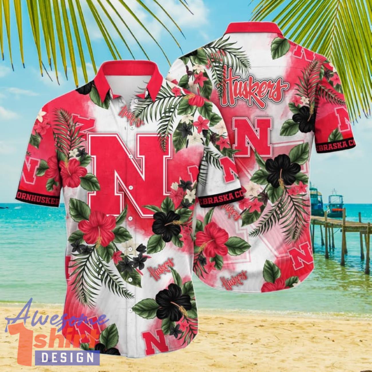 Nebraska Cornhuskers NCAA2 Flower Hibiscus Tropical 3D Hawaiian Shirt Gift Ideas For Summer