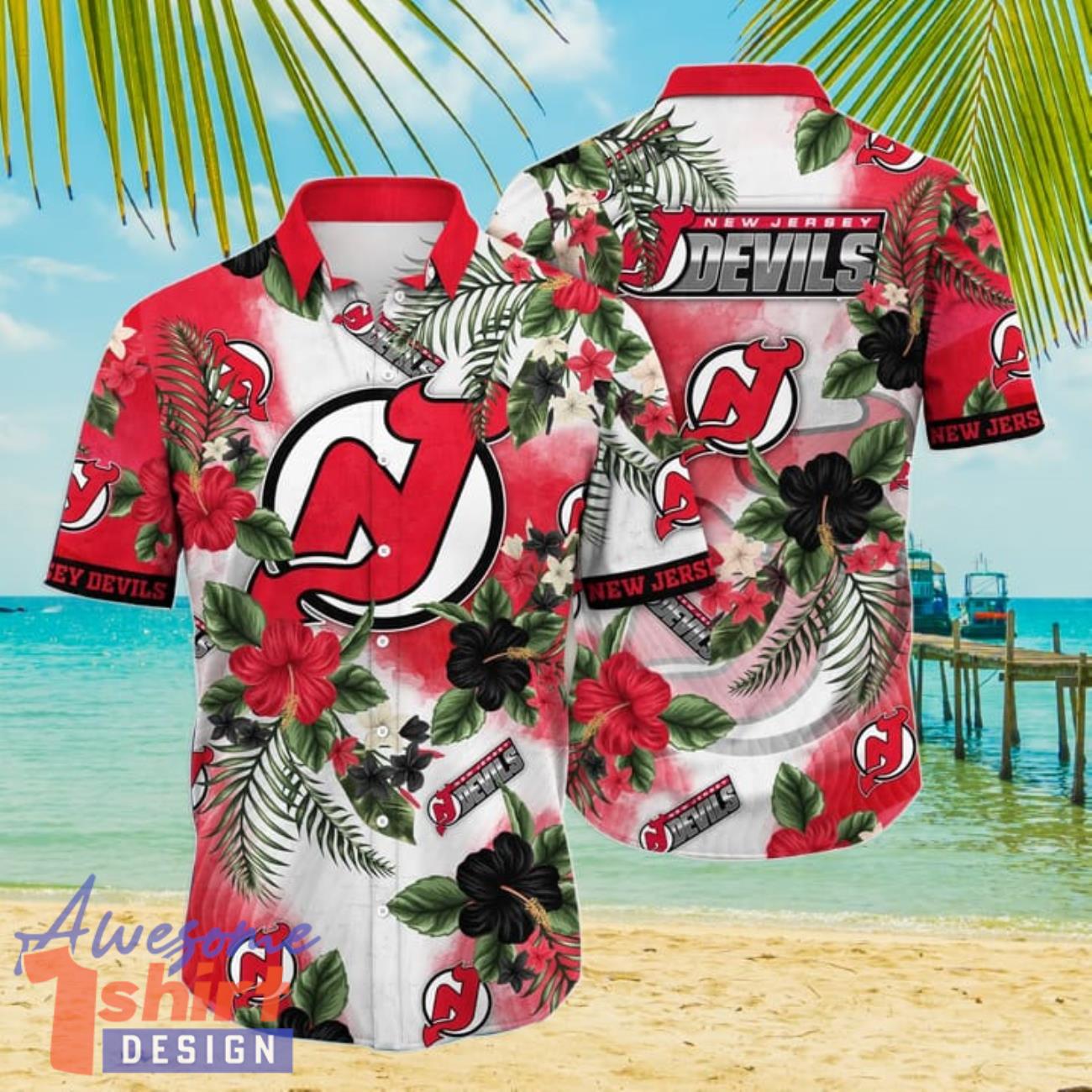 New Jersey Devils NHL Flower Hibiscus Tropical 3D Hawaiian Shirt Gift Ideas For Summer