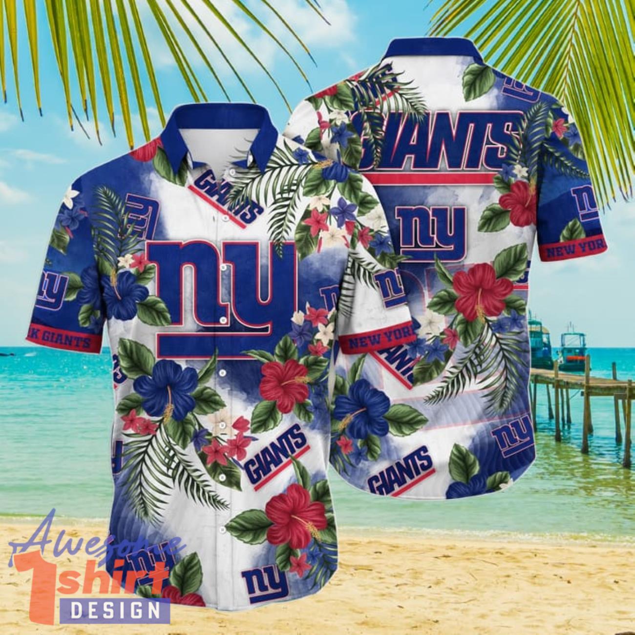 New York Giants NFL Flower Hibiscus Tropical 3D Hawaiian Shirt Gift Ideas For Summer