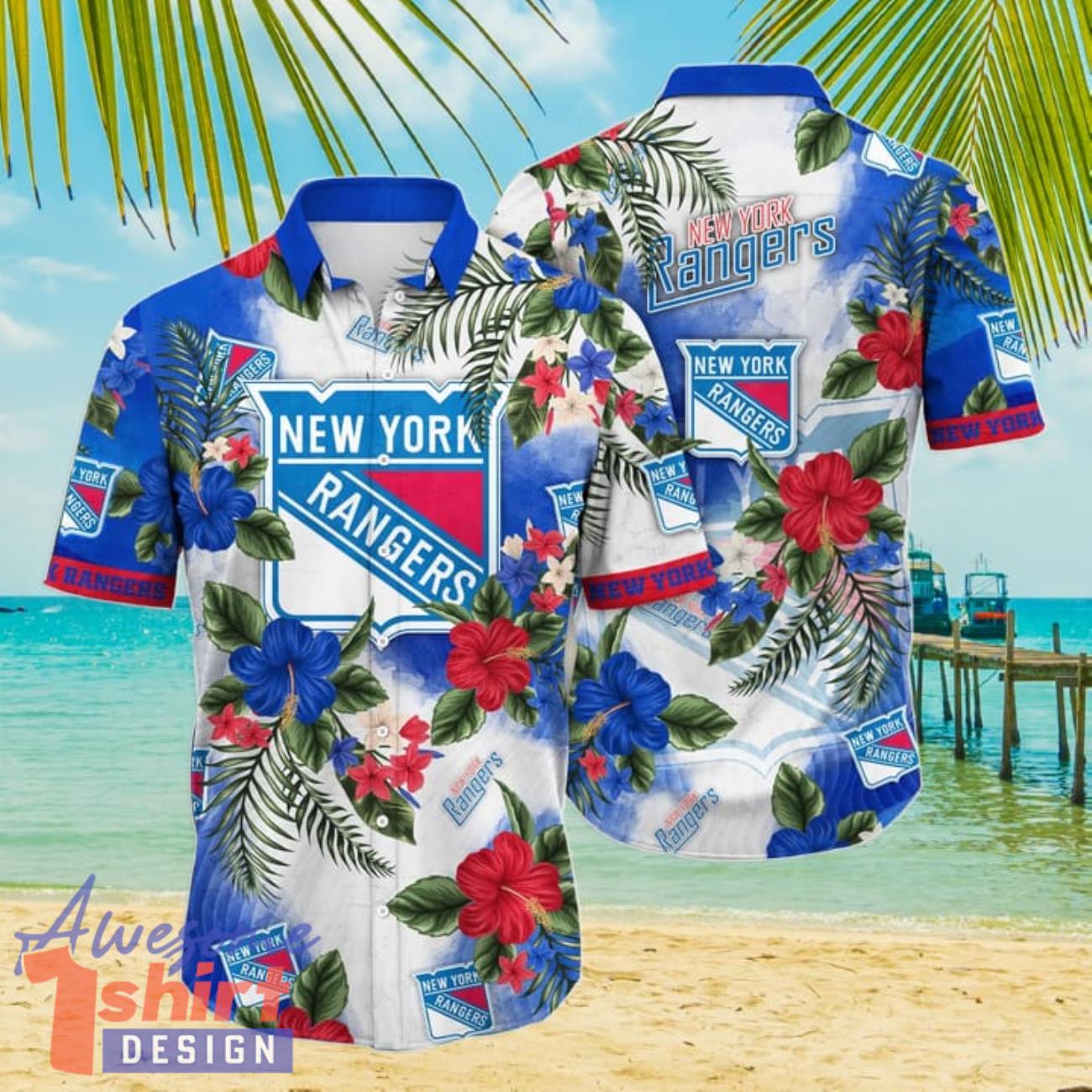 New York Rangers NHL Flower Hibiscus Tropical 3D Hawaiian Shirt Gift Ideas For Summer