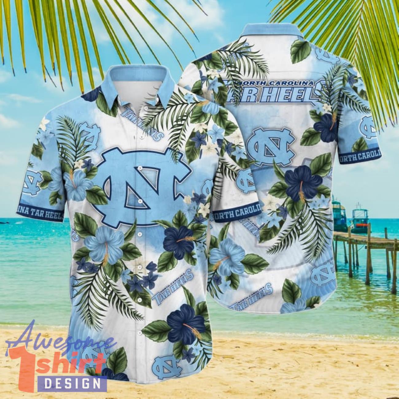 North Carolina Tar Heels NCAA2 Flower Hibiscus Tropical 3D Hawaiian Shirt Gift Ideas For Summer