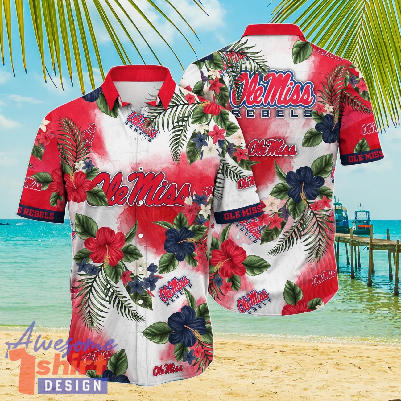 Ole Miss Rebels NCAA2 Flower Hibiscus Tropical 3D Hawaiian Shirt Gift Ideas For Summer