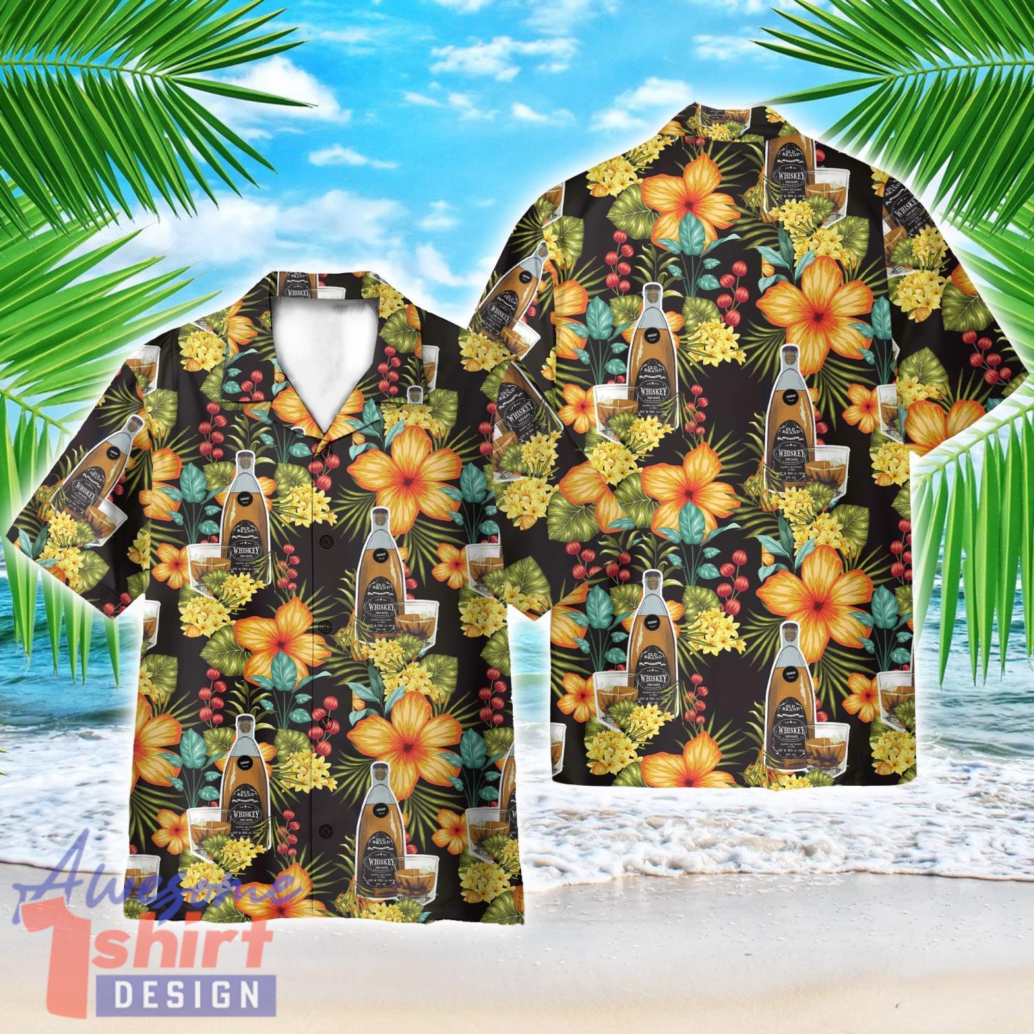 Paradies Whisky Party Tropical Flowers Pattern AOP Hawaiian Shirt Beach Lover Summer Gift Shirt