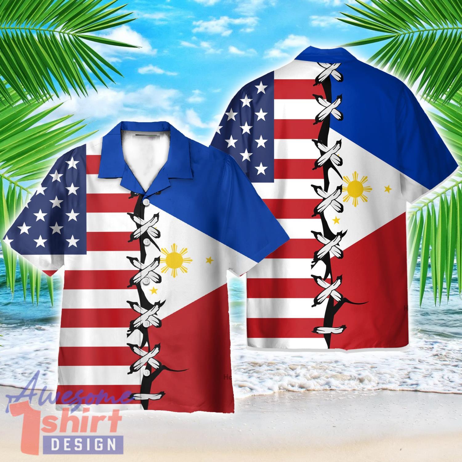 Philippines Root Flag AOP Hawaiian Shirt Beach Lover Summer Gift Shirt