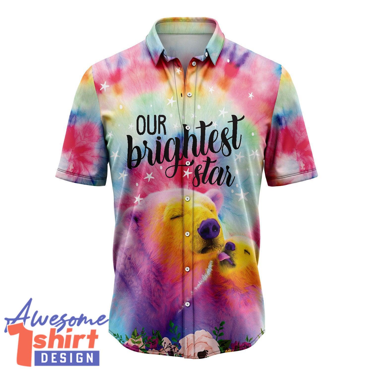 Polar Bear Tiedye Hawaiian Shirt Aloha Beach Shirt For Summer Holiday