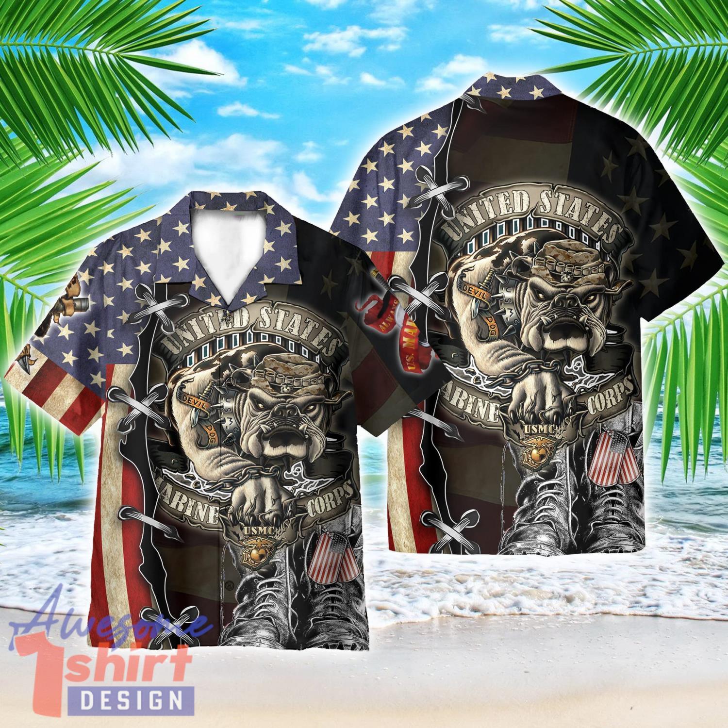 Proud United States Marine Corps AOP Hawaiian Shirt Cute Summer Holiday Gift