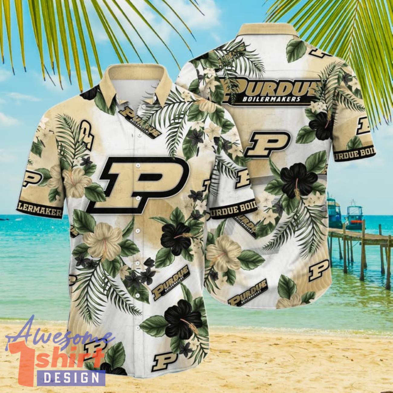 Purdue Boilermakers NCAA3 Flower Hibiscus Tropical 3D Hawaiian Shirt Gift Ideas For Summer