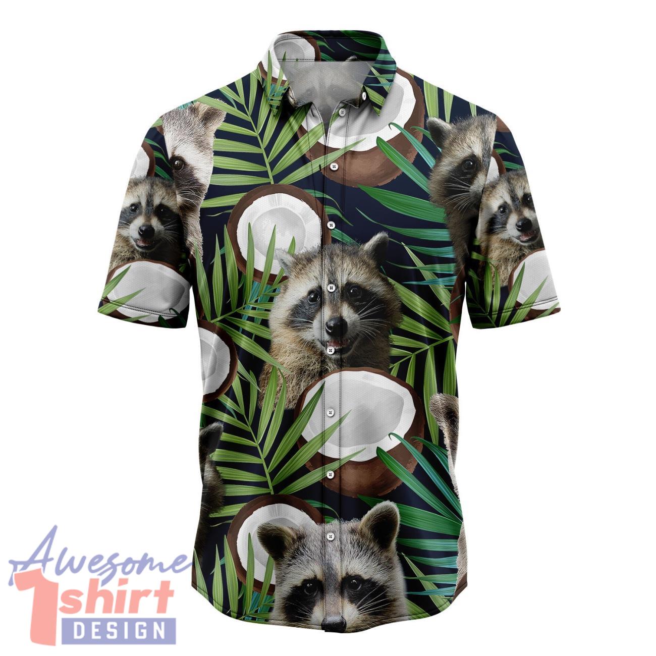 Raccoon Coconut Tropical Hawaiian Shirt Short Sleeve Beach Shirt