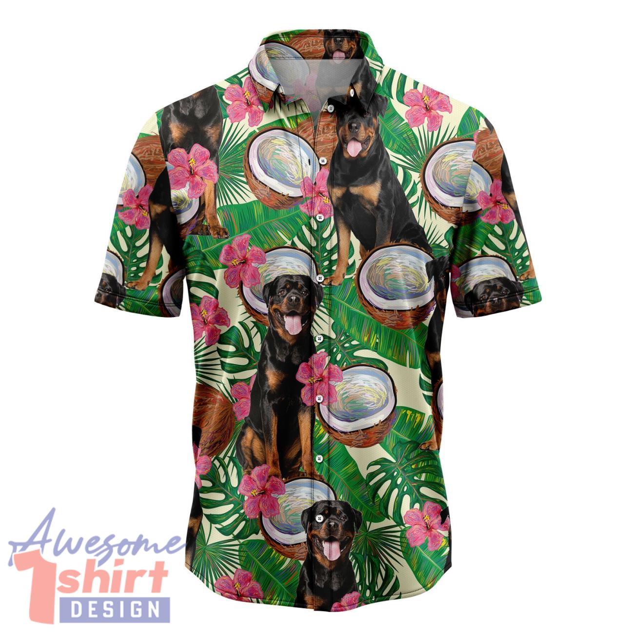 Rottweiler Tropical Coconut Hawaiian Shirt Short Sleeve Beach Shirt