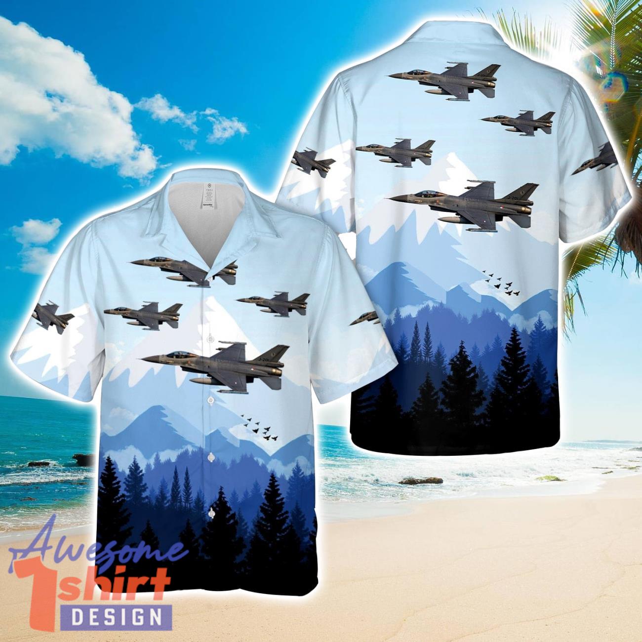 Royal Netherlands Air Force F16AM Fighting Falcon Hawaiian Shirt Beach Shirt For Men Woemn