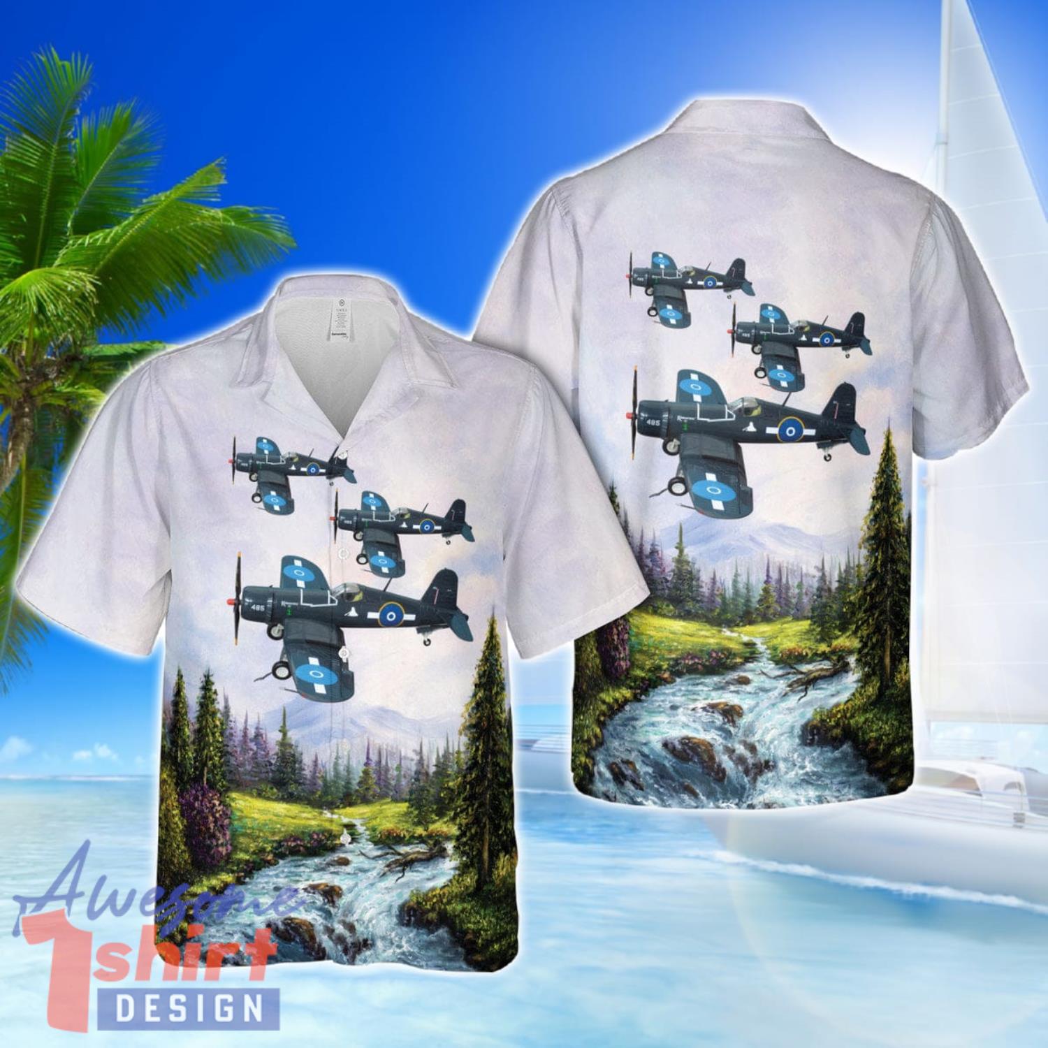 Royal New Zealand Air Force No.23 Sqn Vought F4U-1D Corsair Kohimarama IX 3D Printing Hawaiian Shirt