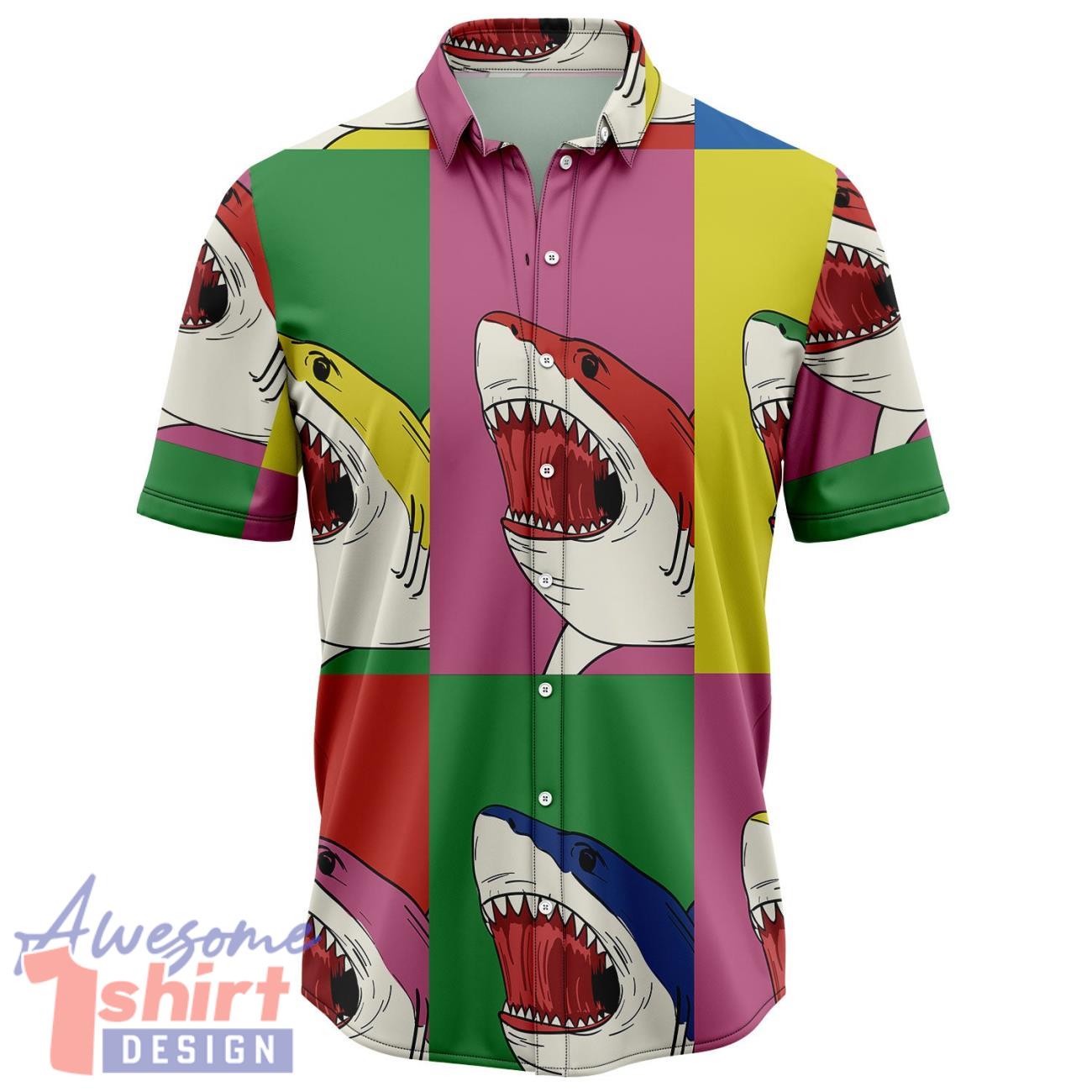 Shark Color Group Hawaiian Shirt Short Sleeve Beach Shirt