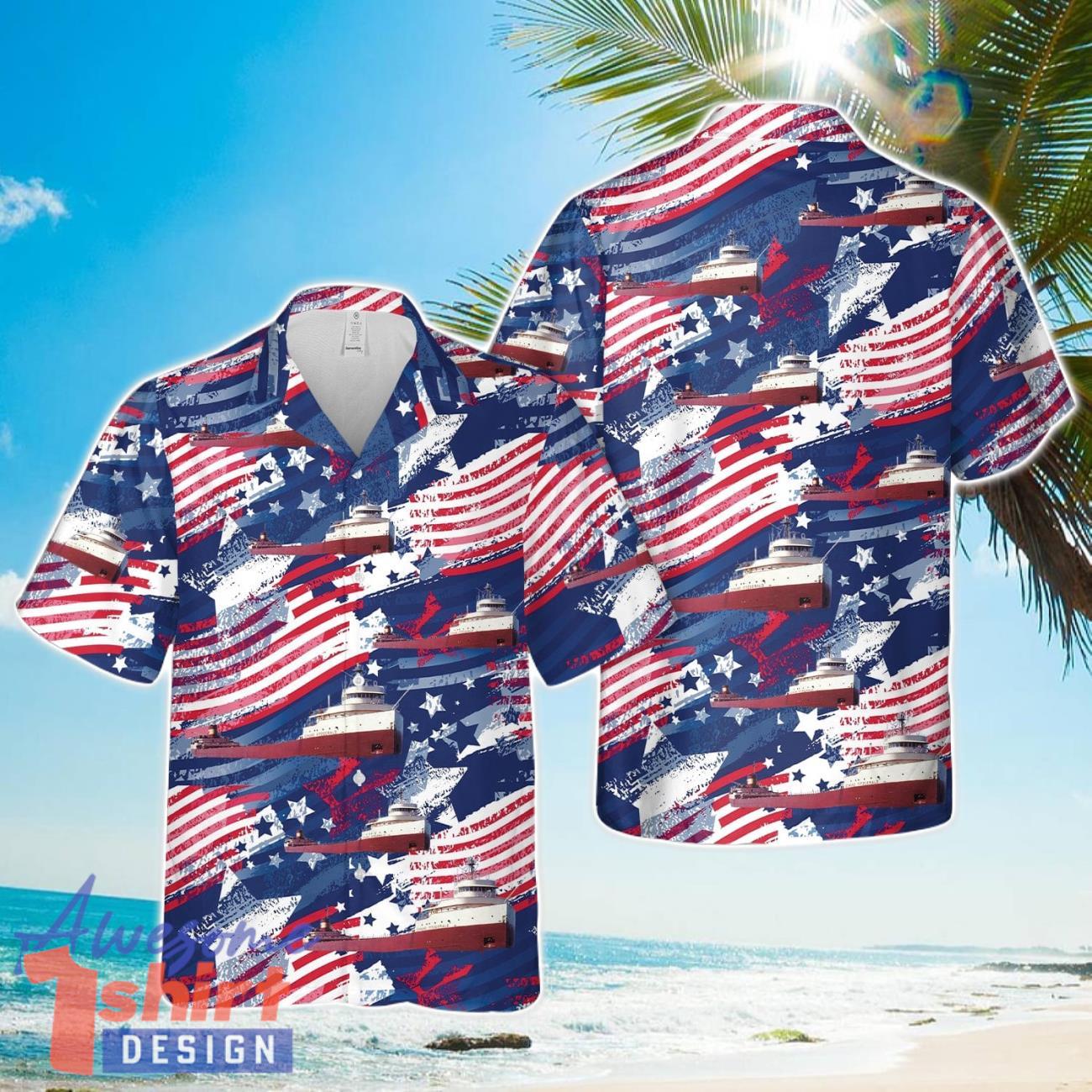 SS Edmund Fitzgerald, 4th Of July Hawaiian Shirt Aloha Beach Shirt