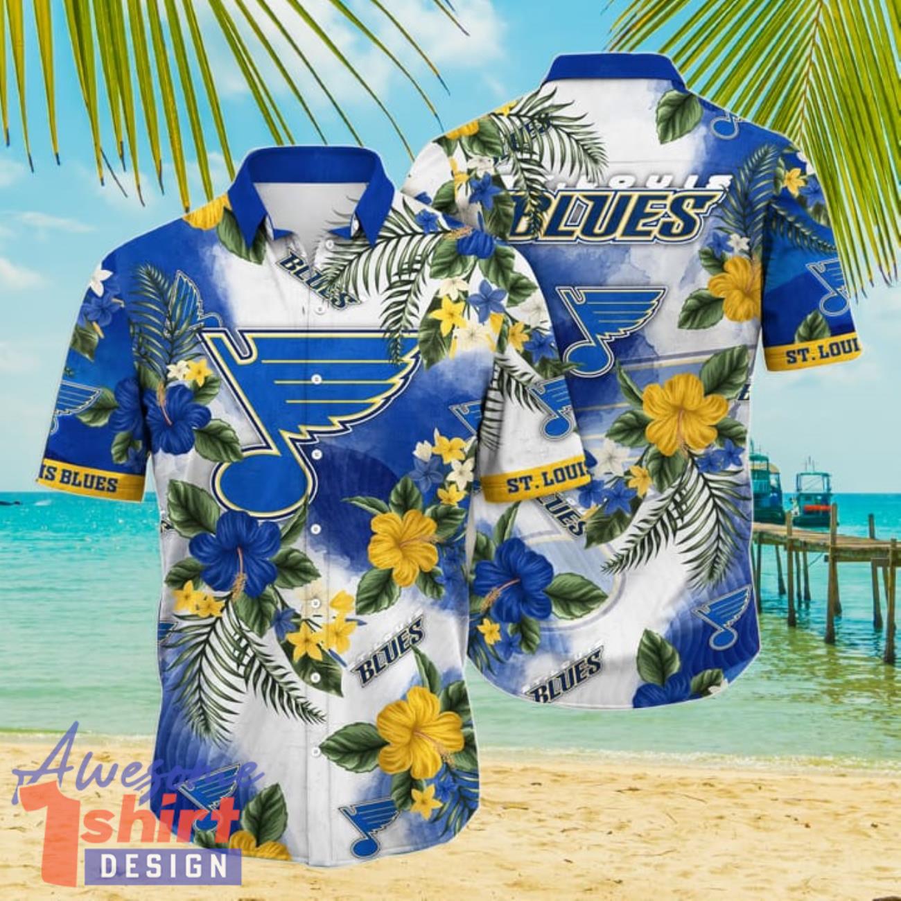 St. Louis Blues NHL Flower Hibiscus Tropical 3D Hawaiian Shirt Gift Ideas For Summer