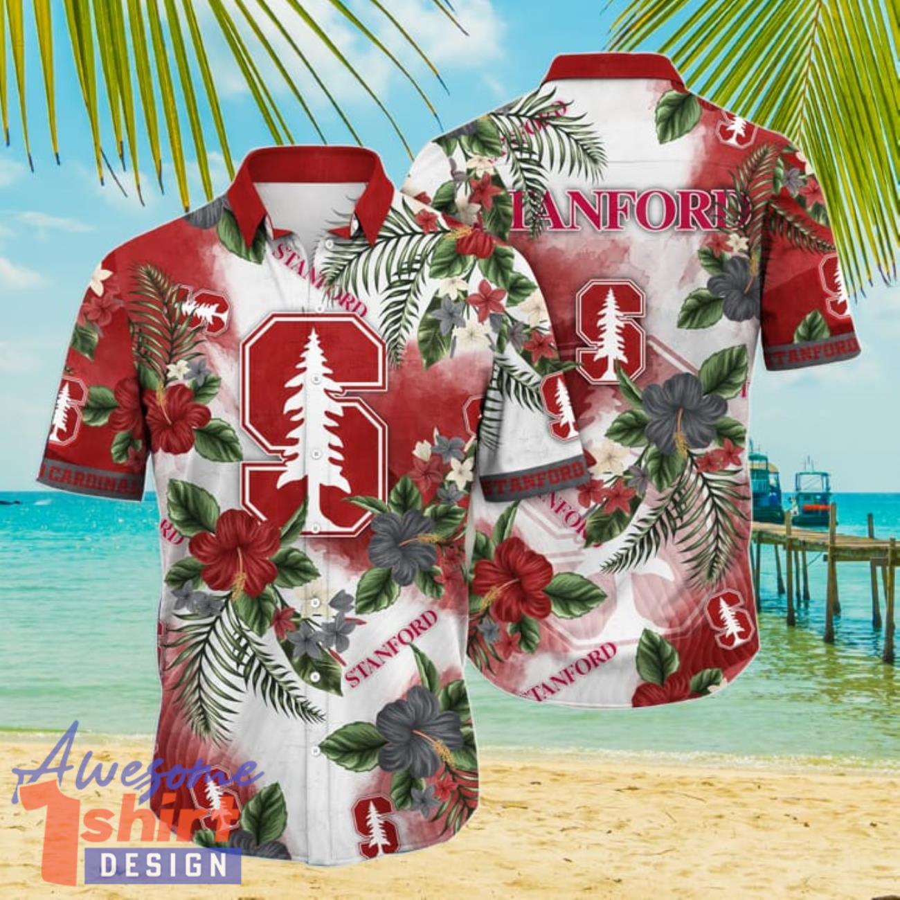 Stanford Cardinal NCAA1 Flower Hibiscus Tropical 3D Hawaiian Shirt Gift Ideas For Summer