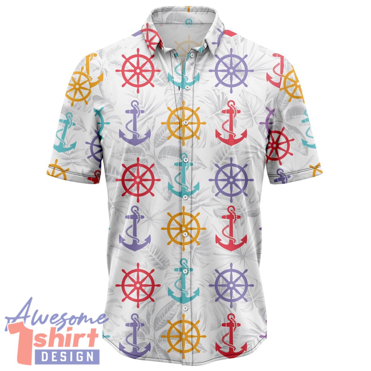 Steering Wheel Anchor Aloha Hawaiian Shirt Beach Lover Gift