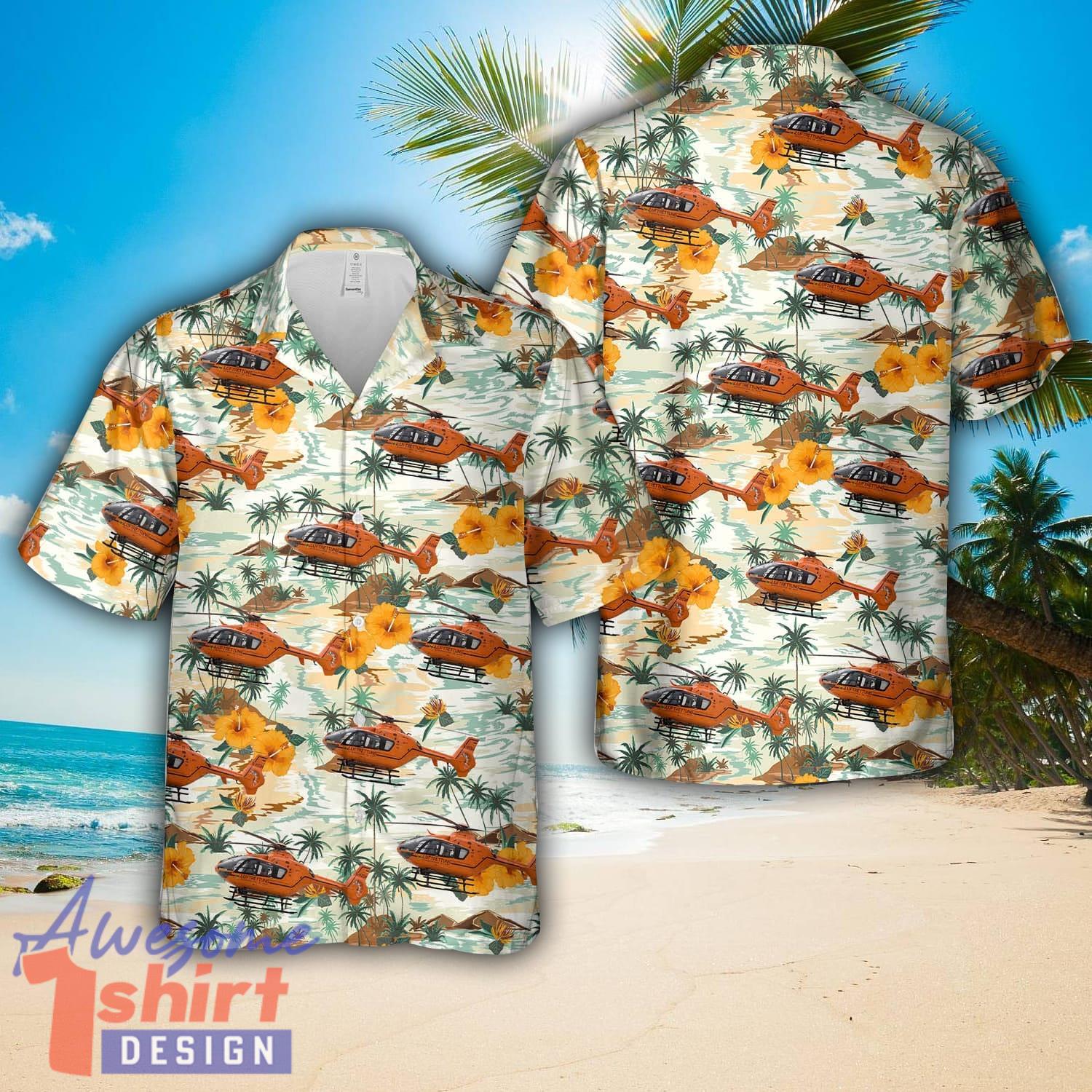 German Rescue Helicopter Eurocopter EC 135 Hawaiian Shirt Beach Holiday